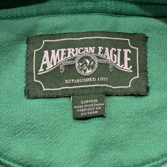 Vintage American Eagle 77 Green Scoop Kangaroo Hoodie Sweater Y2k Sweatshirt - Picture 3 of 7